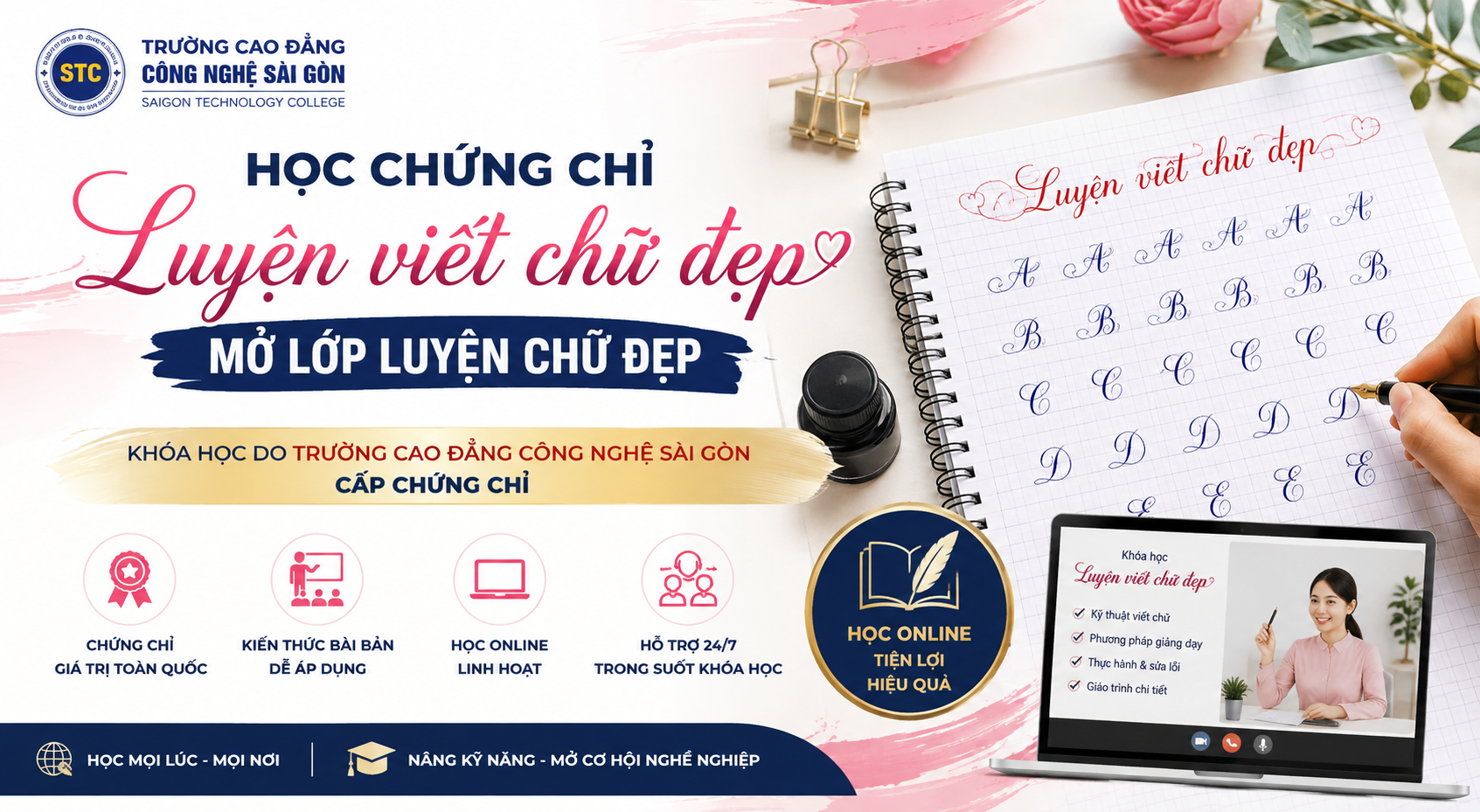 Học chứng chỉ luyện chữ đẹp, mở lớp luyện chữ đẹp